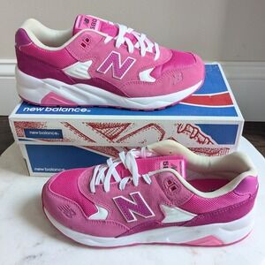 New Balance 580 Kids Pink White Lace Up Classic Running‎ Sneakers Shoes Sz 7 NIB